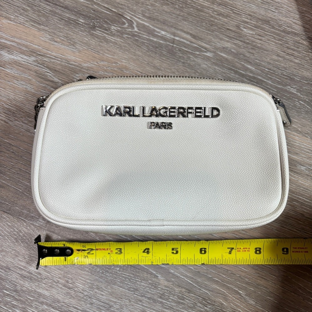 Karl Lagerfeld Womens Faux Leather Camera Bag Crossbody Chic Small White Bride - Picture 6 of 12